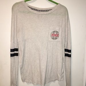 PINK long sleeve varsity tee